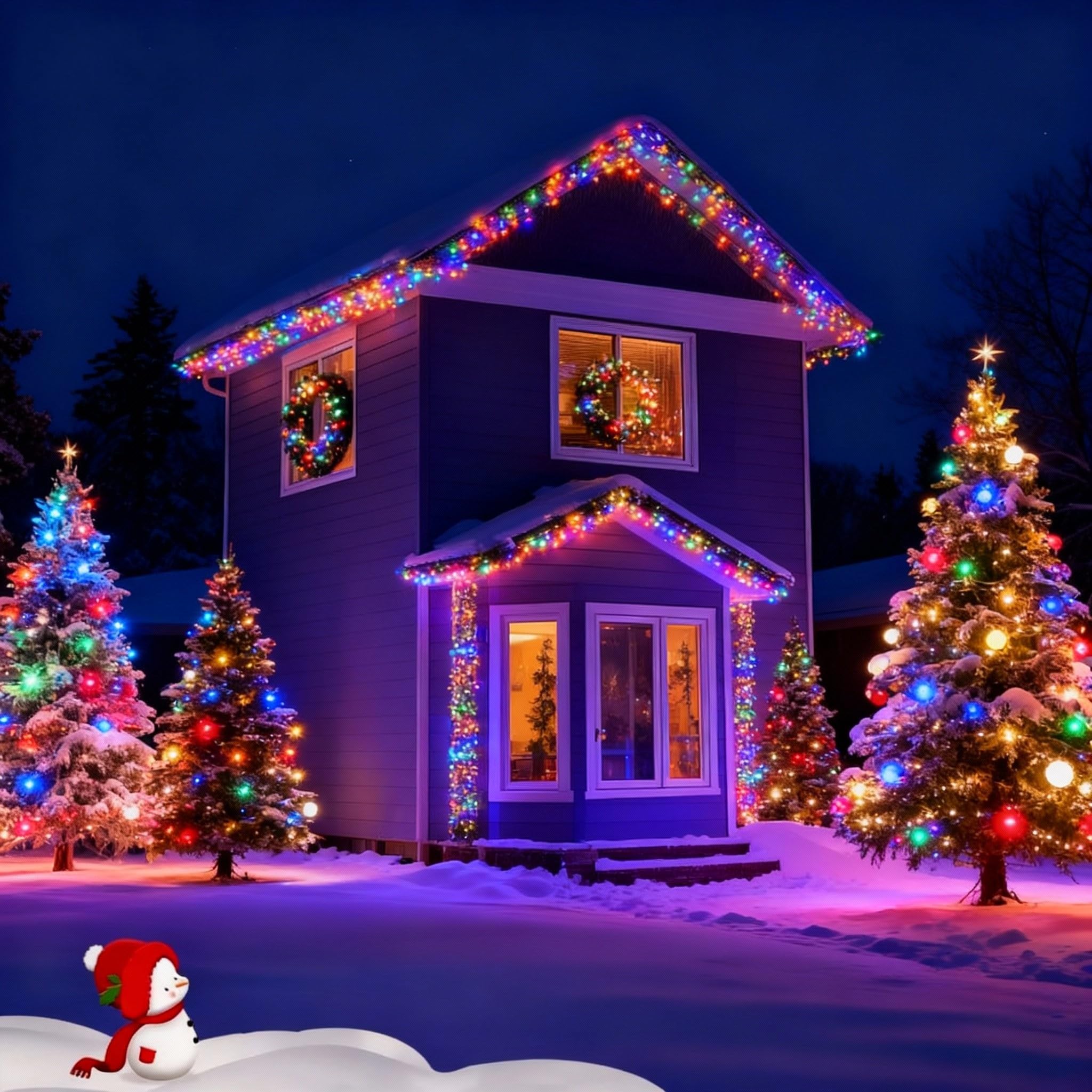 Solar-Lichterkette für den Außenbereich, 300 LEDs, Solar-Weihnachtslichter mit Fernbedienung, 8 Modi, wasserdichte Lichterkette für Weihnachtsbaum, Garten, Party-Dekoration (mehrfarbig)