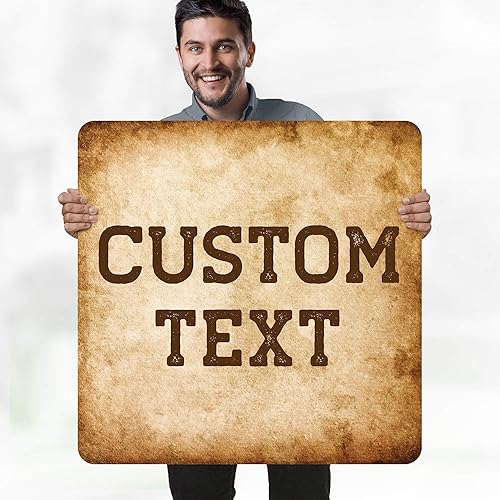 Miniatura 845 de My Sign Center - Letrero personalizado, 11 colores de fuente, 13 estilos de fuente, 4 opciones de agujero, 22 tamaños, 8 x 32 pulgadas, sin óxido,