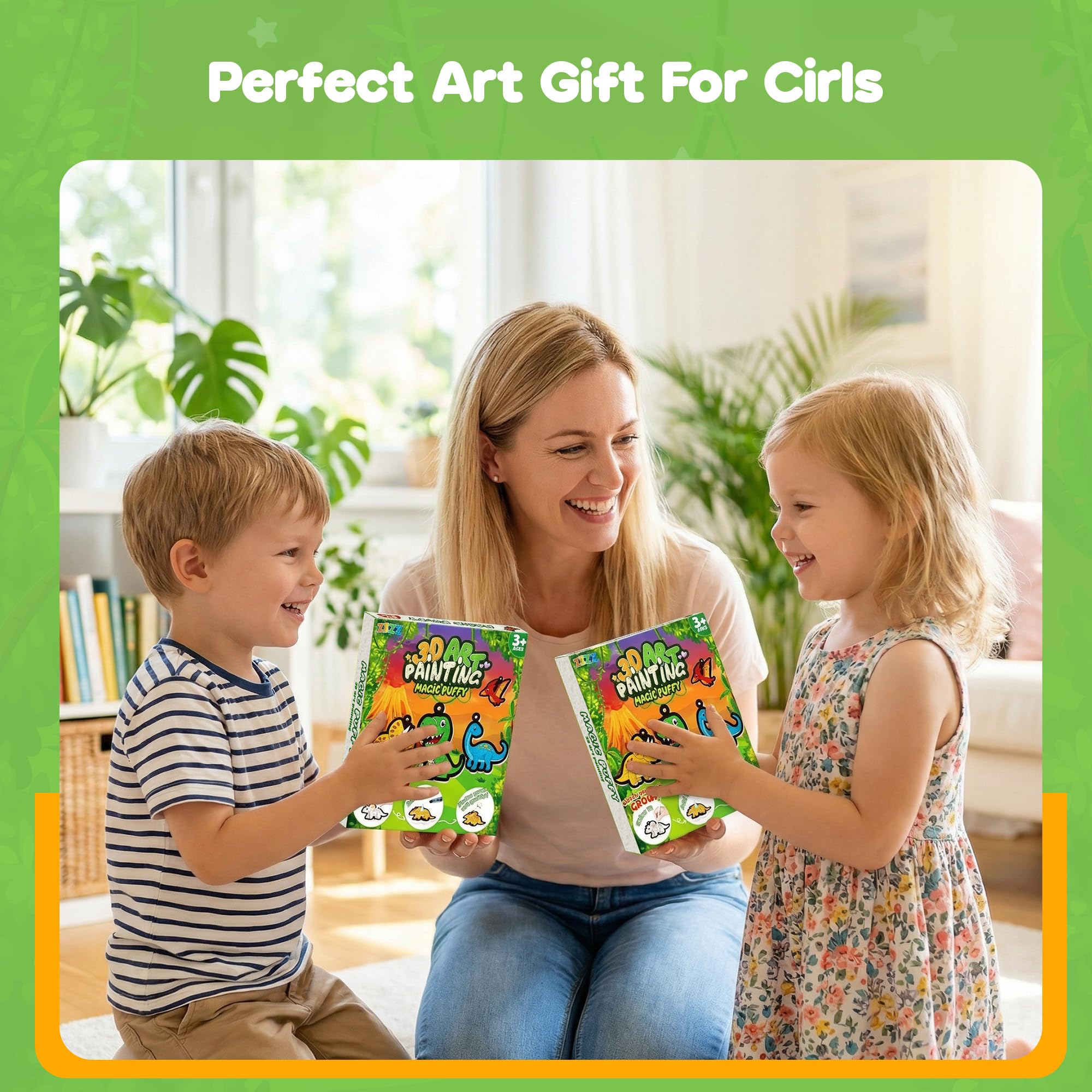 ZIZZ Aqua Puffs 3D-Kunst-Set, Dinosaurier-Aqua-Puffs, magisches Malset, schmutzfreies Malen nach Zahlen, Basteln für Kinder, DIY-Kunsthandwerk, Geburtstag, Weihnachten, Ostern, Geschenke für Jungen