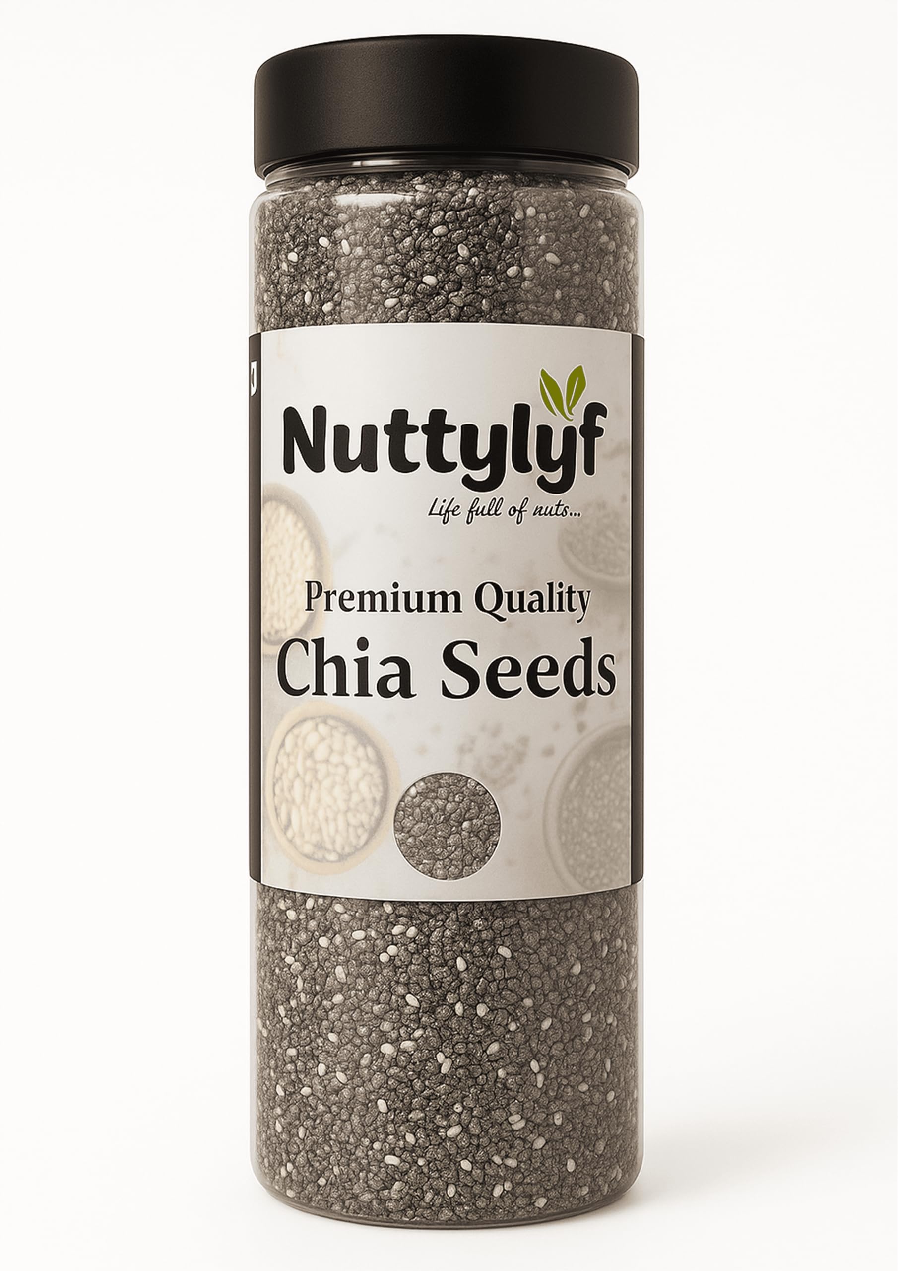 Nuttylyf Raw Chia Seeds - 200g | Omega - 3 double clean chia Seeds for Weight loss | Rich In Calcium & High Fiber | Full With Antioxidants | Healthy Superfood | Jar Pack