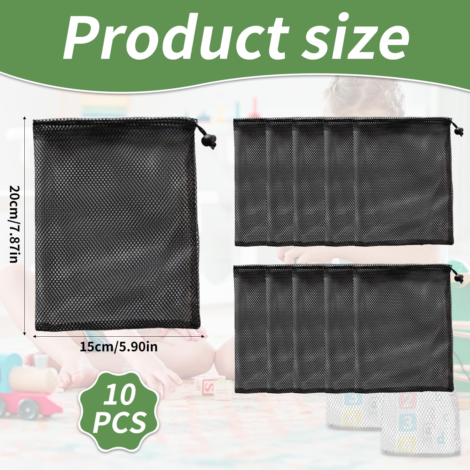 10 Sacchetti In Rete Di Nylon Nero Con Coulisse - 15x20 Cm, Resistenti, Impermeabili, Per Viaggio E Organizzazione