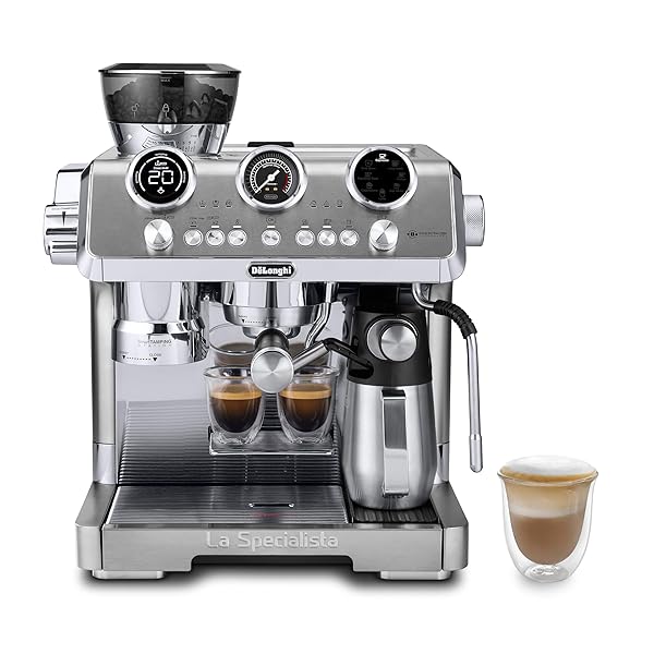 De'Longhi La Specialista Maestro Espresso Machine with Grinder, Auto & Manual Milk Frother – Bean-to-Cup Cold Brew Coffee with Cold Extraction Technology, Variable Temp & Tamping Tool, 8 Drink Presets