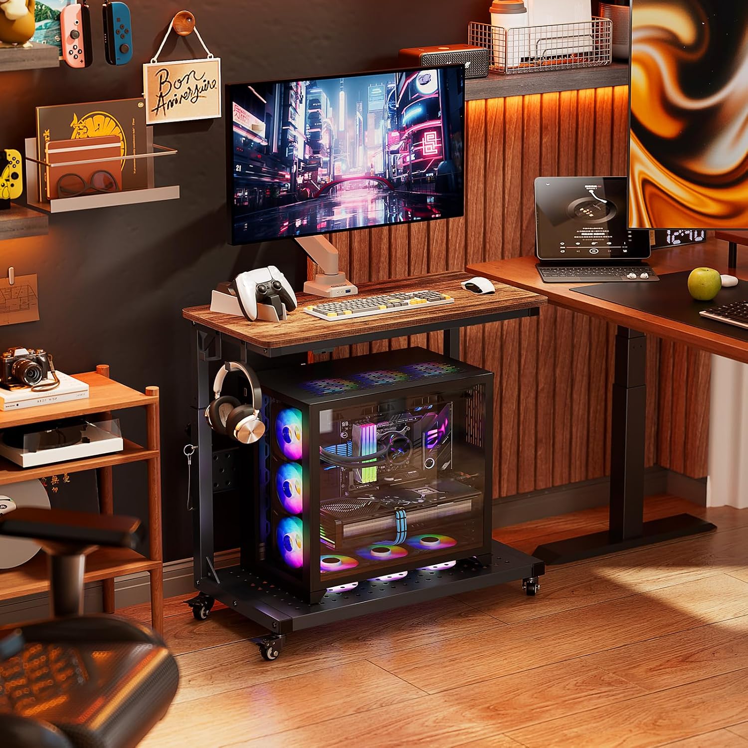GreenForest Heavy Duty PC Stand, Gaming Computer Tower Cart with Wheels image 2