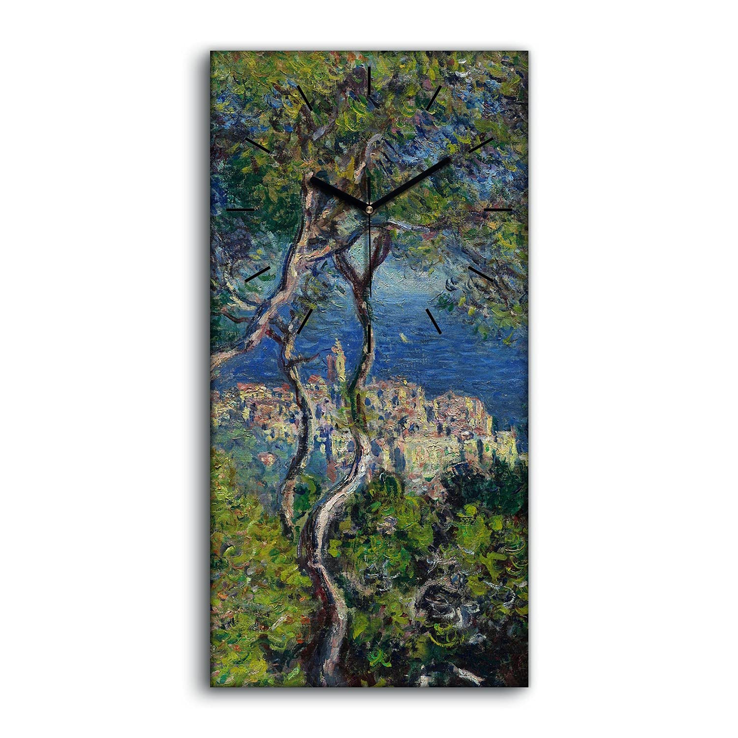 Horloge sur toile silencieuse pour chambre et salon déco moderne 30x60cm bordure imprimée