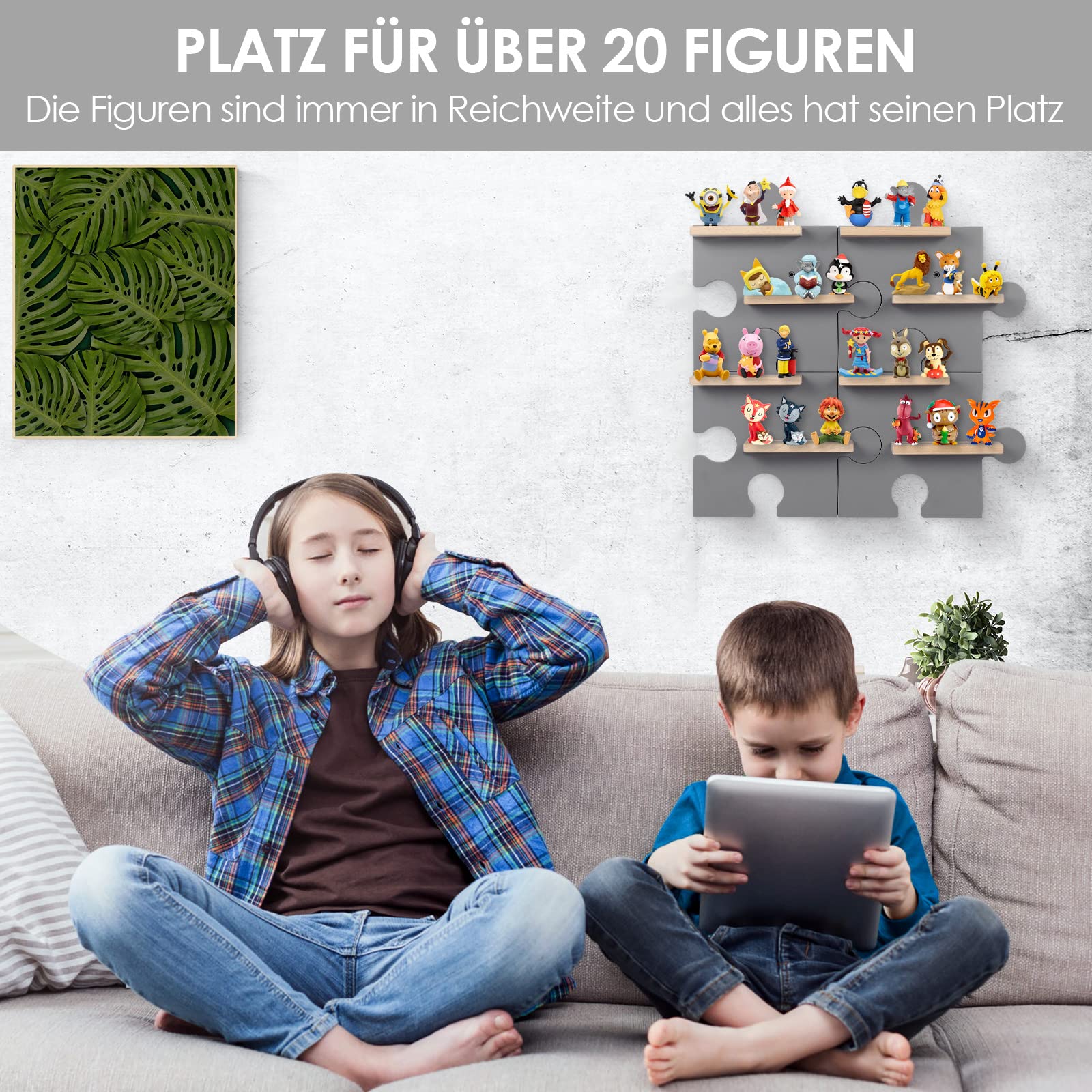Étagère pour enfants, compatible avec Tonies, pour plus de 20 figurines, design puzzle, pour jouer et collectionner, pour chambre d'enfant et de bébé