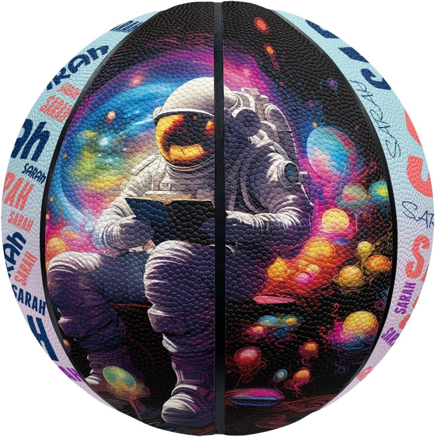Custom Basketball with Astronaut Design – Personalized Name,Indoor & Outdoor Basketball,Ideal for Teens & Youth,Size 5 & 7