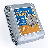 Vista 115 de GUARD SHIELD Lona plateada impermeable de 10 x 12 pies, cubierta de lona de polietileno multiusos de servicio medio, 7 mil