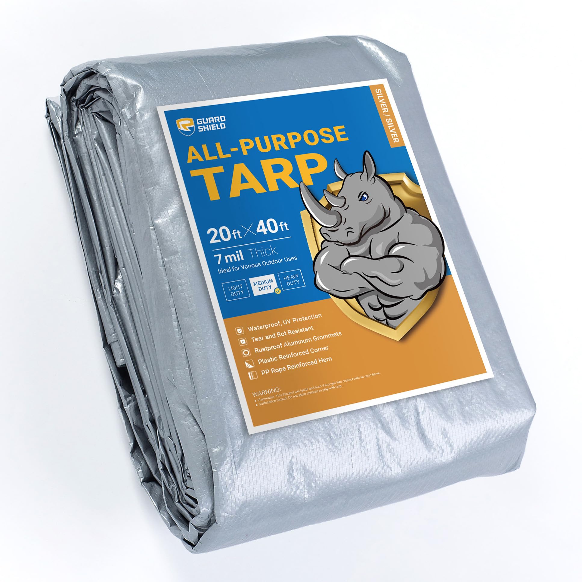 GUARD SHIELD White Tarp 10x12 Feet Medium Duty All Purpose Poly Tarps Cover 7mil — view 168