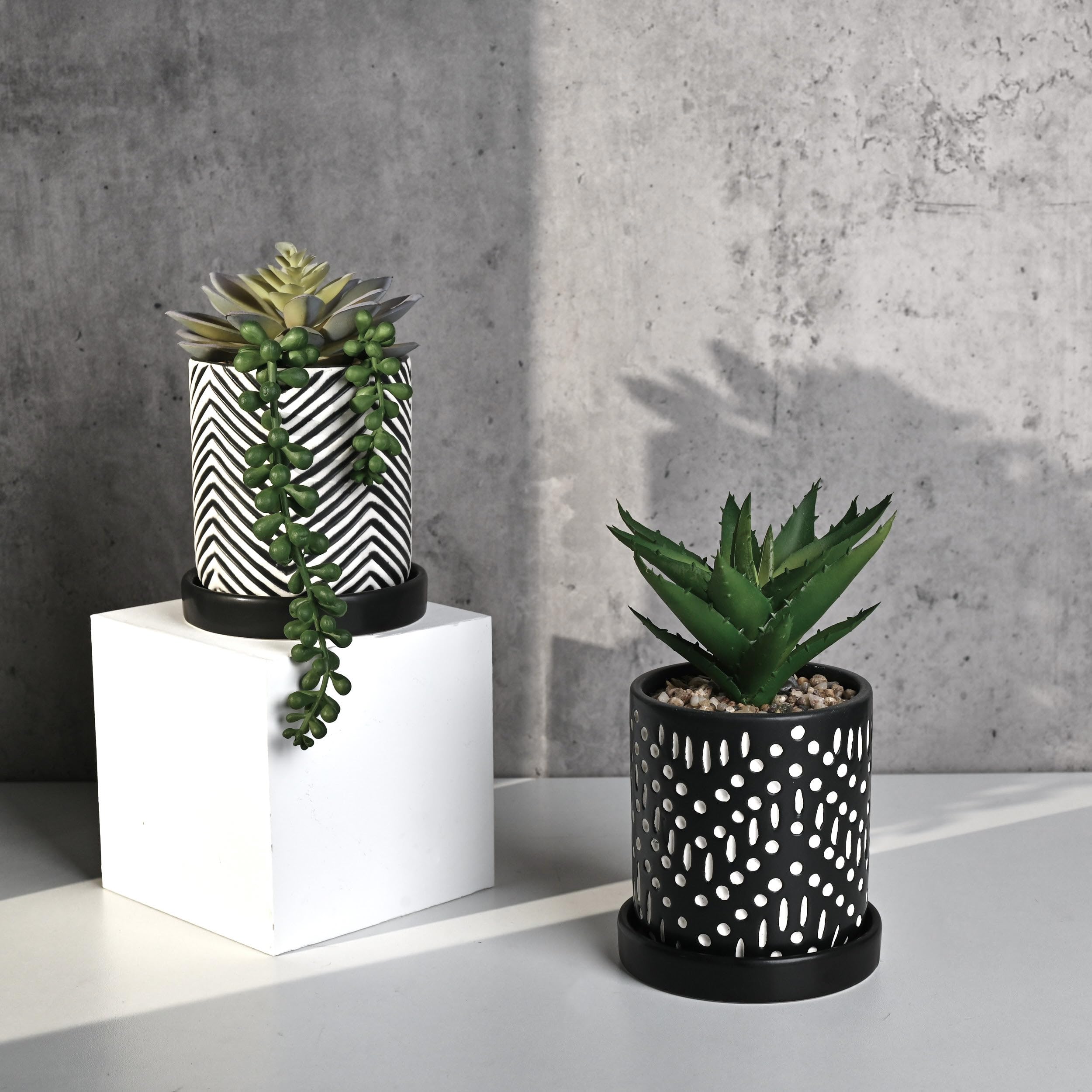 2 Pcs Hanging Succulent Car Decor With Essential Oil - Boho Rear View Mirror Accessory With Artificial Plants