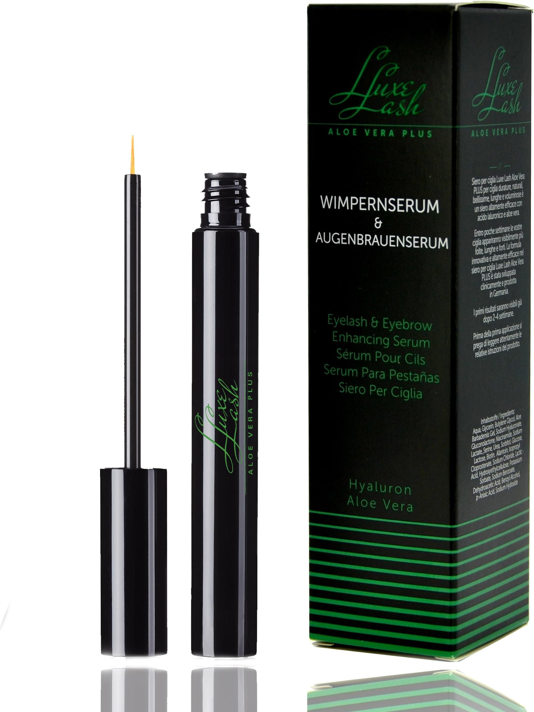 Eyelash Growth Serum Rapid Growth - Eyelash Enhancer and Booster for Longer Lashes and Brows with Aloe Vera I Made in Germany 8 ml Luxe Lash