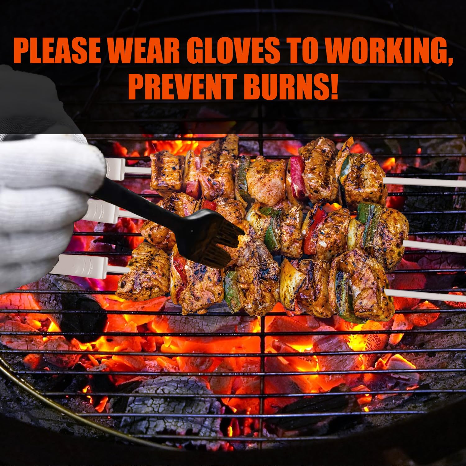 Spiedini per barbecue, in acciaio inossidabile 304 di alta qualità, 38 cm, resistenti bastoncini per kebab per grigliare, riutilizzabili e lavabili in lavastoviglie (10 forchette)