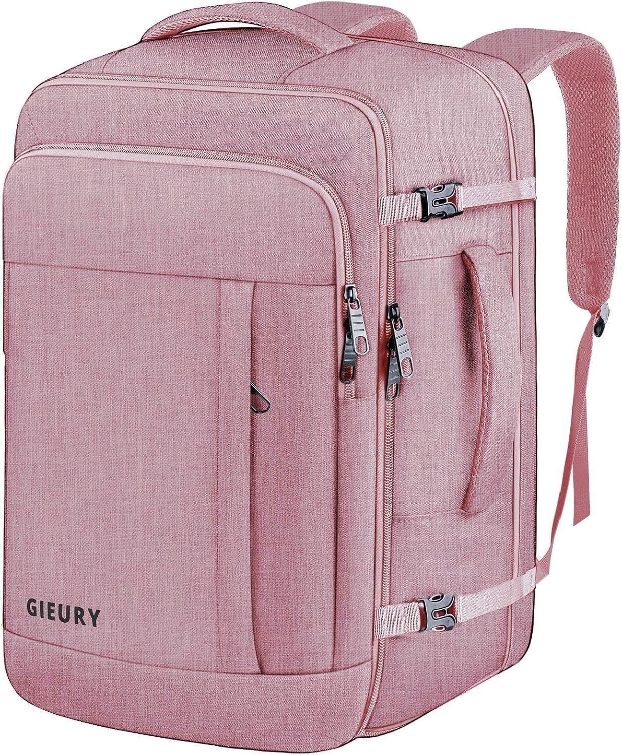 Gieury Mochila de viaje extensible para hombre y mujer 40-50 l, rosa, XL, Mochila de transporte
