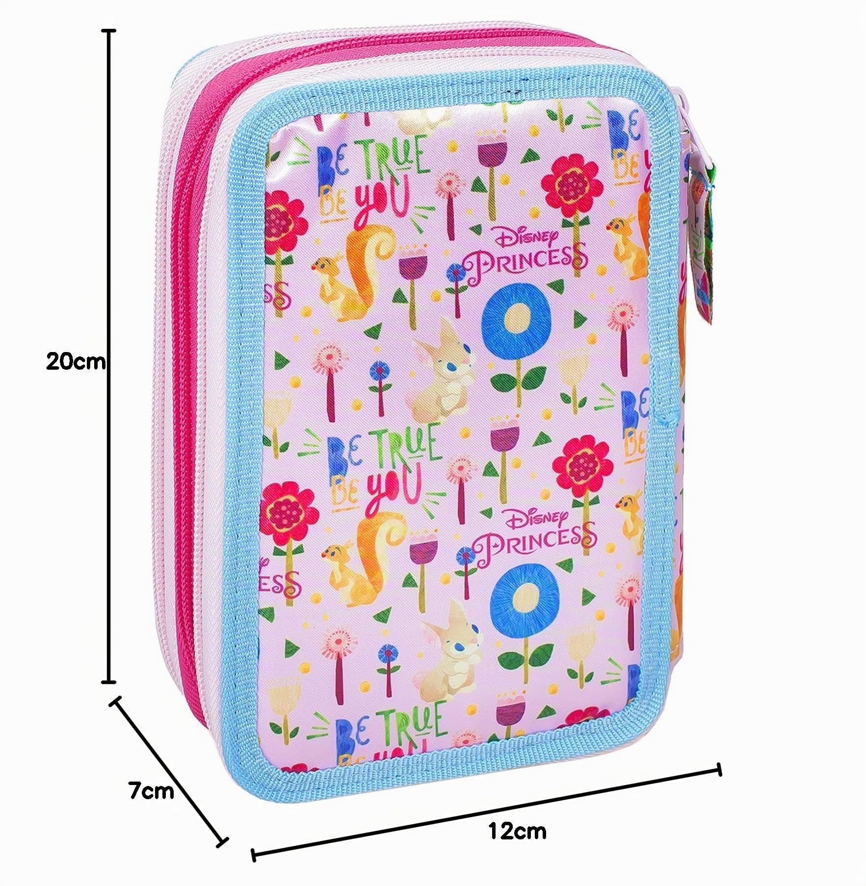 Clondo Trousse Scolaire Complète 44 Pièces pour Fan de Disney Princesses – Kit Créatif Triple Compartiment avec Ciseaux, Crayons, Feutres – Idée Cadeau Fille Rose avec Ariel, Raiponce, Cendrillon