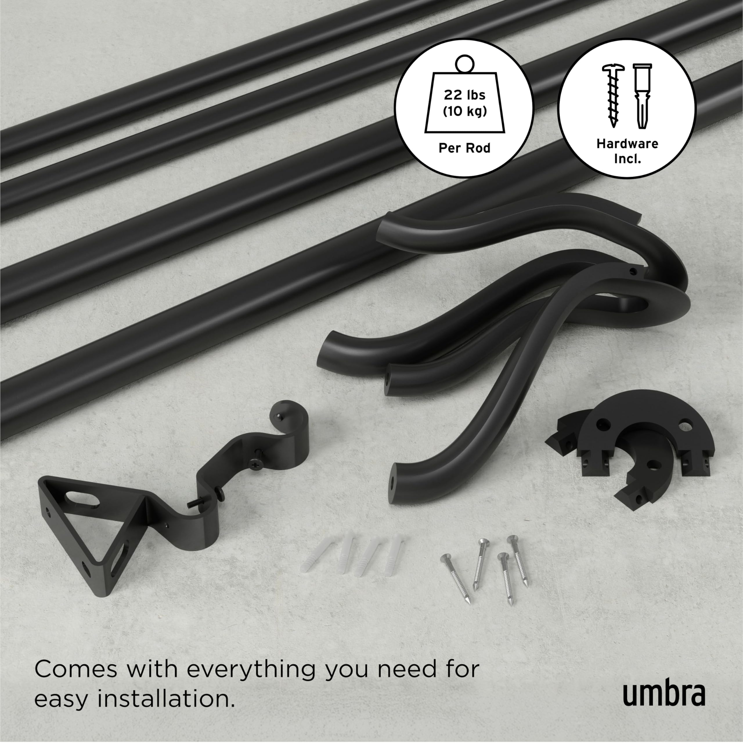 20e 【公式】umbra 伸縮 カーテンポール ダブル カーテンロッド ブラック 幅107-305cm MIDNIGHT 21017290038 Amazon.co.jp: 【公式】umbra 伸縮 カーテンポール ダブル カーテン