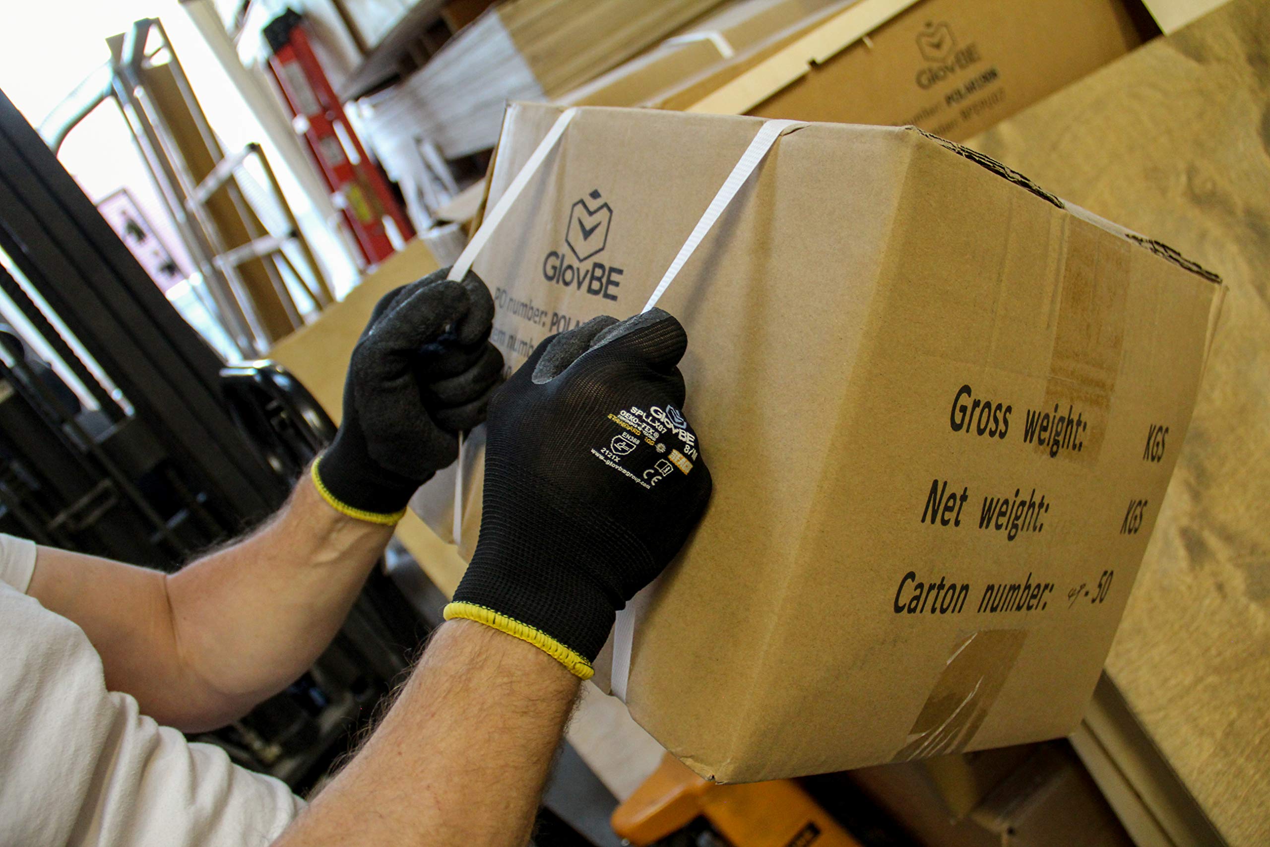 12 pares de guantes de trabajo multiusos con palma recubierta de látex para agarre, seguridad de trabajo guantes de confort para hombres y mujeres, negro (mediano)