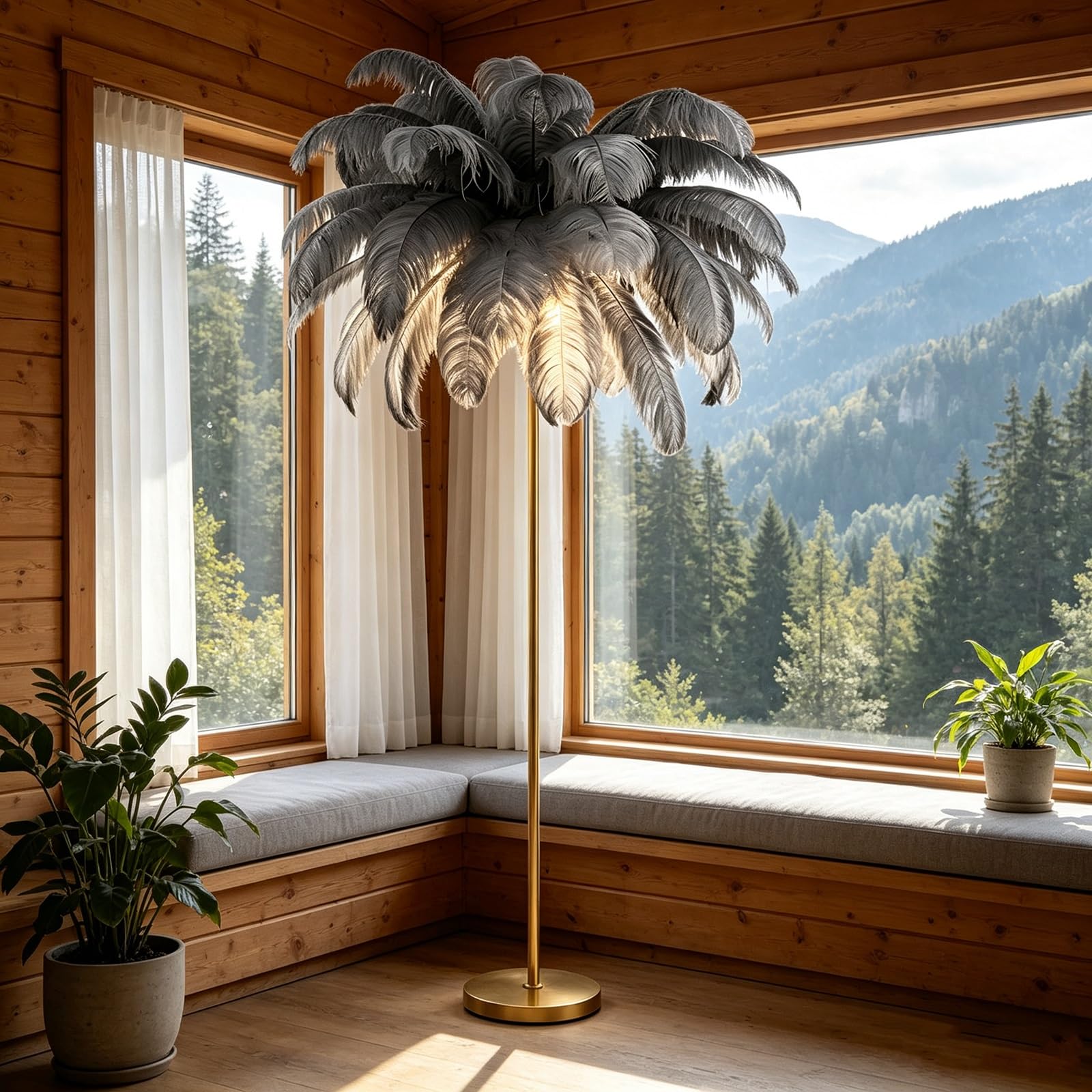LCNDKF Indoor Decor Feather LED Floor Standing Lamp