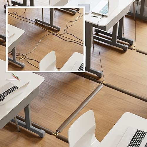 Miniatura 5 de D-Line Cubierta de cable de suelo de 6 pies, protector de cable, oculta los cables de extensión, protege los cables, evita viajes de cables, oculta