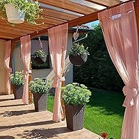 Vista 4 de SpaceDresser Cortinas traslúcidas impermeables para patio y exteriores – 2 paneles de cortina transparente con bolsillo para barra para sala
