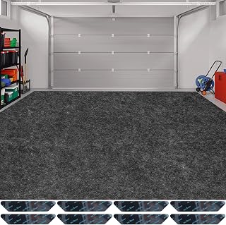 ToLanbbt Garage Floor Mat 7.5' x 17', Oil Spill Mat for Under Car Driveway Oil Drip Pad with 8P Tapes, Waterproof Backing, Leak Absorbent, Reusable, Washable, Protect Garage Floor (1P, Dark Gray)