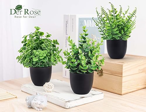 Miniatura 5 de Der Rose Fake Plants 12 Pack Artificial Plants Small Faux Plants in Black Pot for Bathroom Home Office Table Decor Indoor Verde