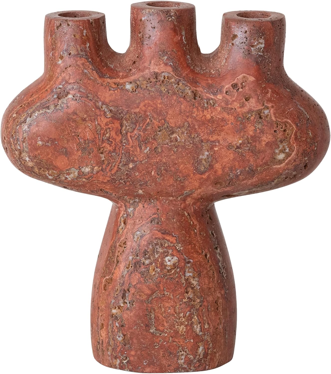 Bloomingville Travertine Taper Candle Holder, Red
