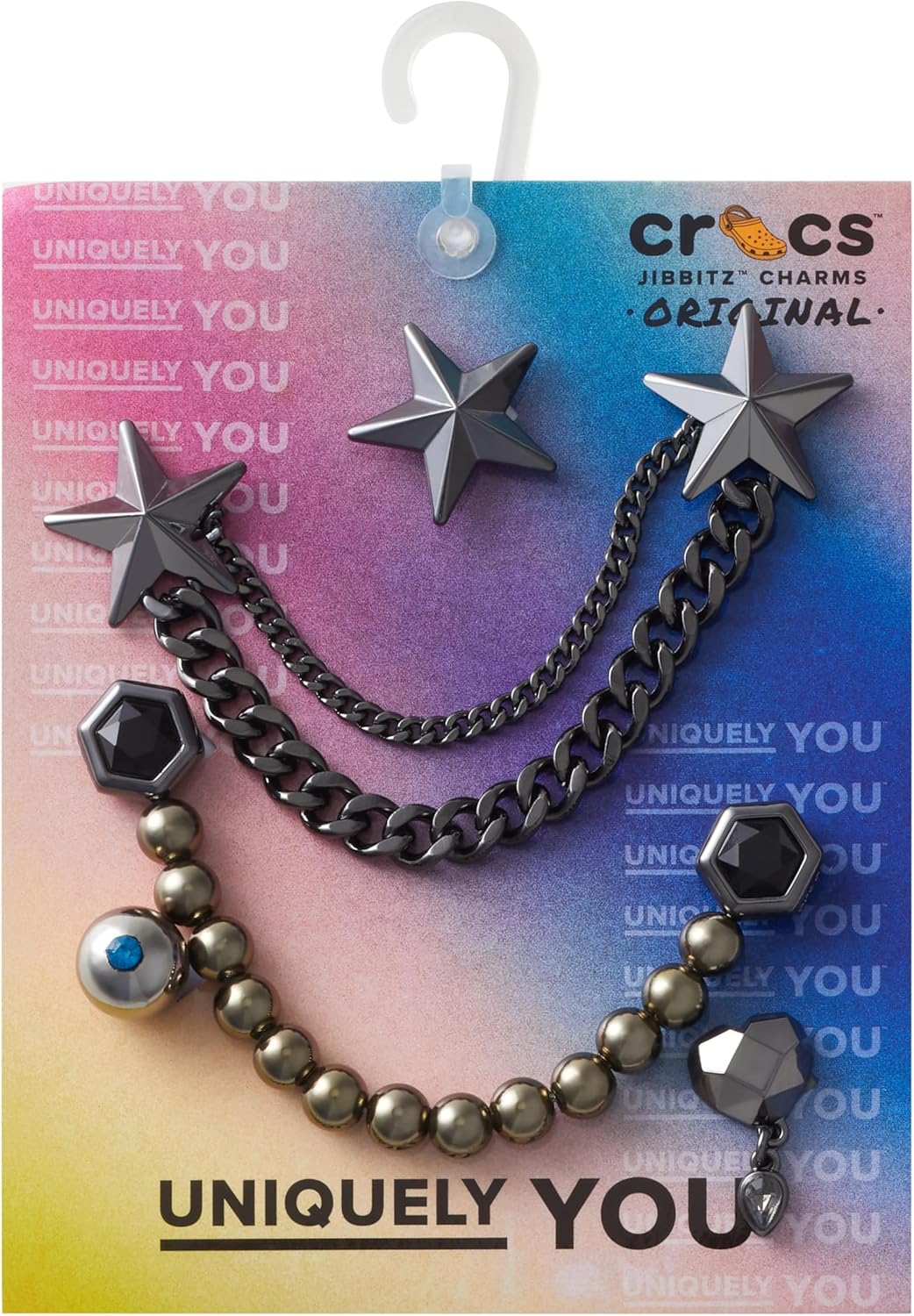 Crocs Unisex Punk Gunmetal 5 Pack Shoe Charms, Multi-Colour, multicoloured, Einheitsgröße