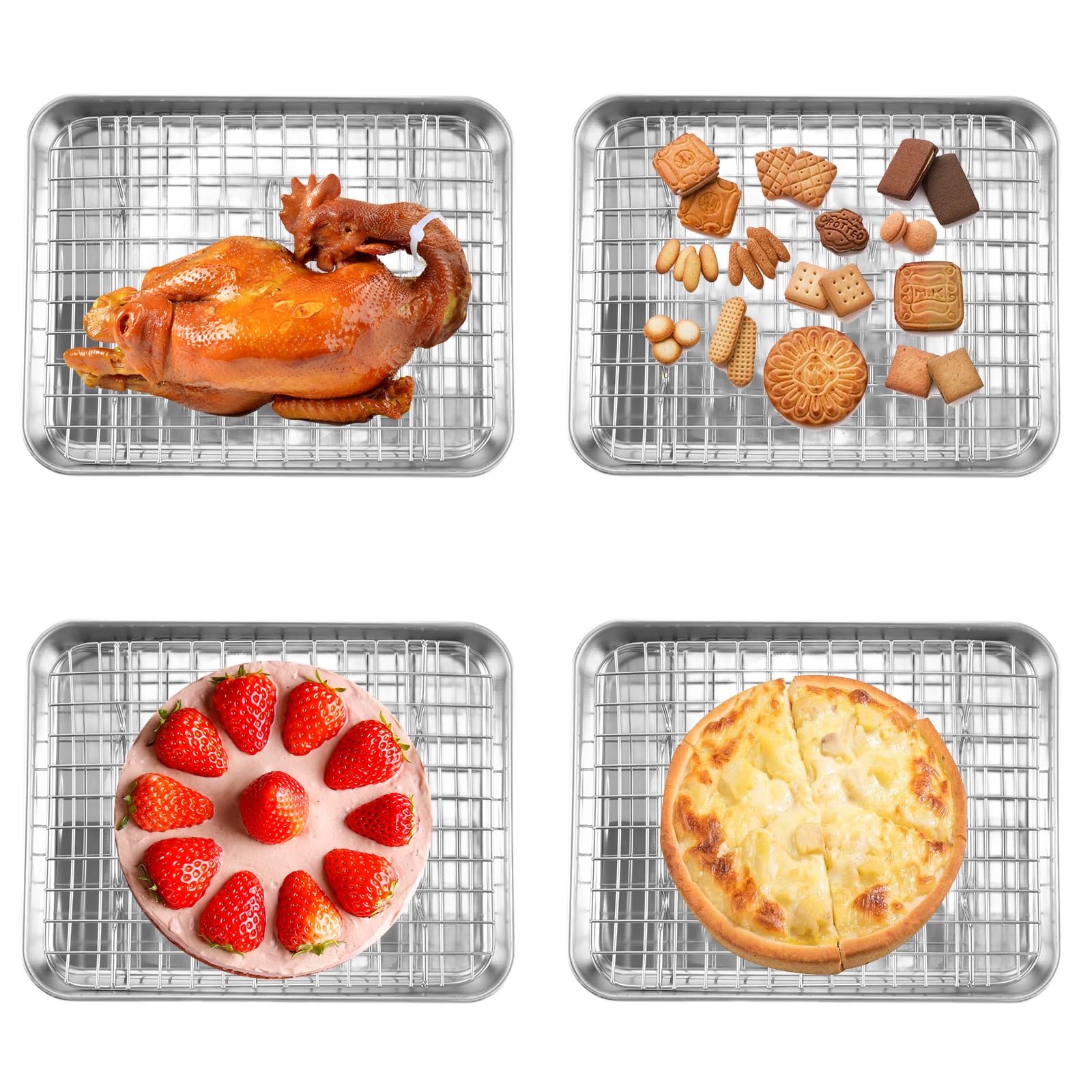 JMIATRY Lot de 2 Plaque De Cuisson Avec Grille 26.5 x 20.5cm