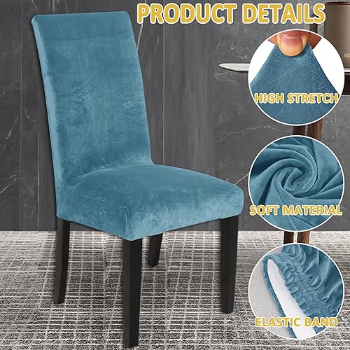 Miniatura 2 de HAOYONG Funda para silla de comedor, de terciopelo, lavable, funda para silla Parsons, protector de asiento extraíble para comedor, hotel,