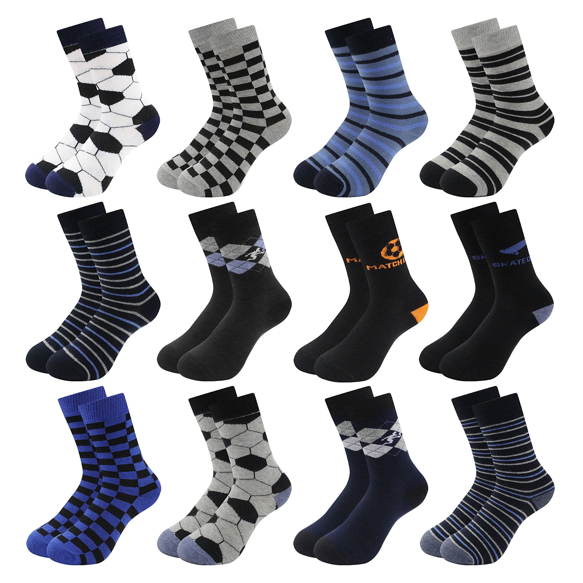 Uizuooy Socken Kinder Jungen Mädchen Sportsocken Fussball Baumwolle Unisex Bunte Socken Kompressions Kindersocken Atmungsaktiv Kinder Tennissocken 12 Paar