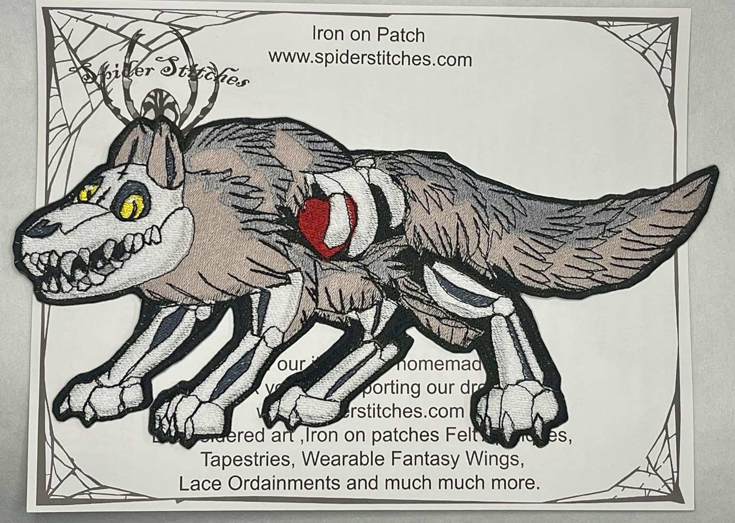 Huge Dire Wolf 骨格骨格 骨 アイロン接着ワッペン 縫い アップリケ バイカー スカル