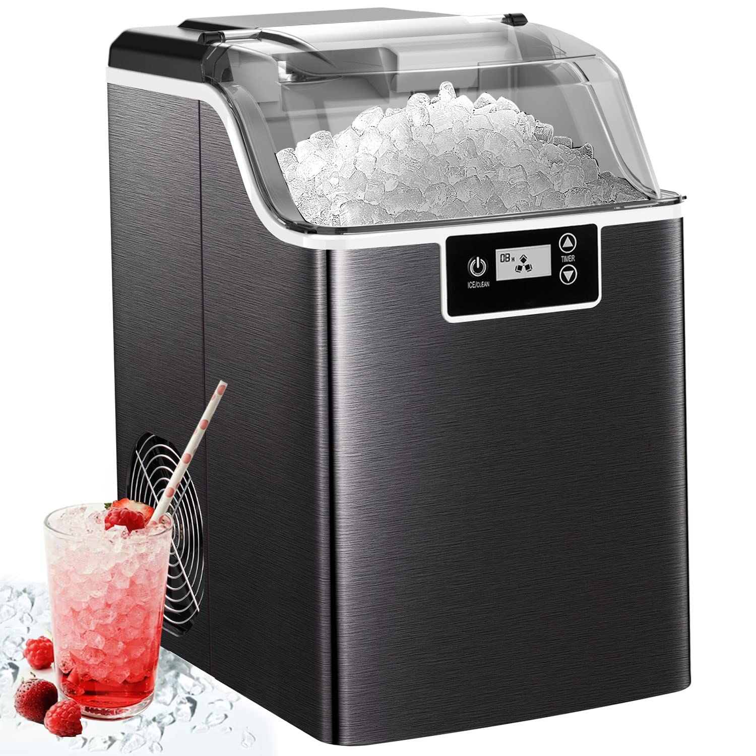 Nugget Ice Machine, Nugget Ice Maker Countertop, Chewable Ice Maker Machine, up to 44Lbs per Day