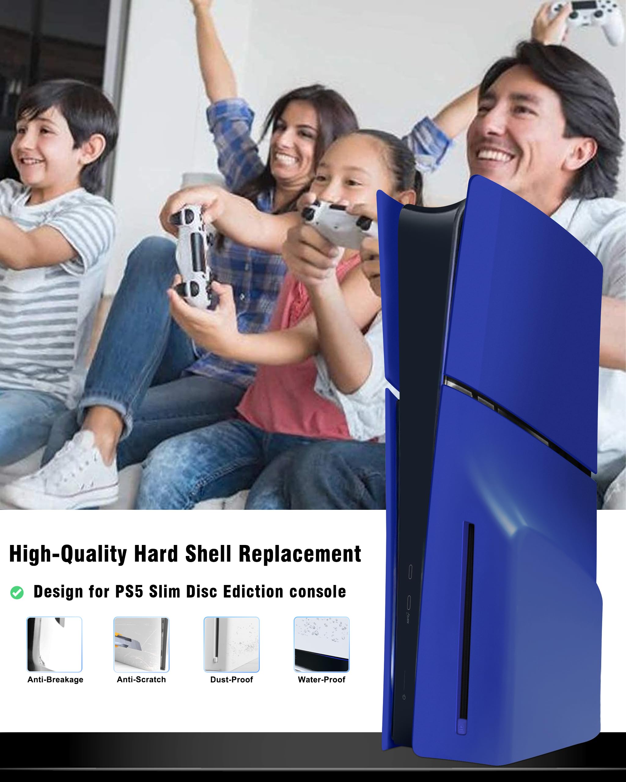 Joso Placa frontal para PS5 Slim Disc Edition, antiarañazos, carcasa de repuesto a prueba de polvo, cubierta de piel apta para PS5 Slim Console, placas para PS5 Slim accesorios, fácil instalación