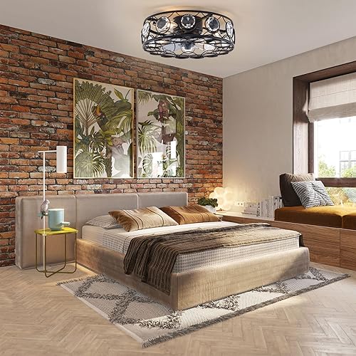 Miniatura 2 de Ventiladores de techo, 18 pulgadas (17.7 in) de metal retro con luces, ventilador de techo inteligente, control remoto, viento de 3 engranajes, 4