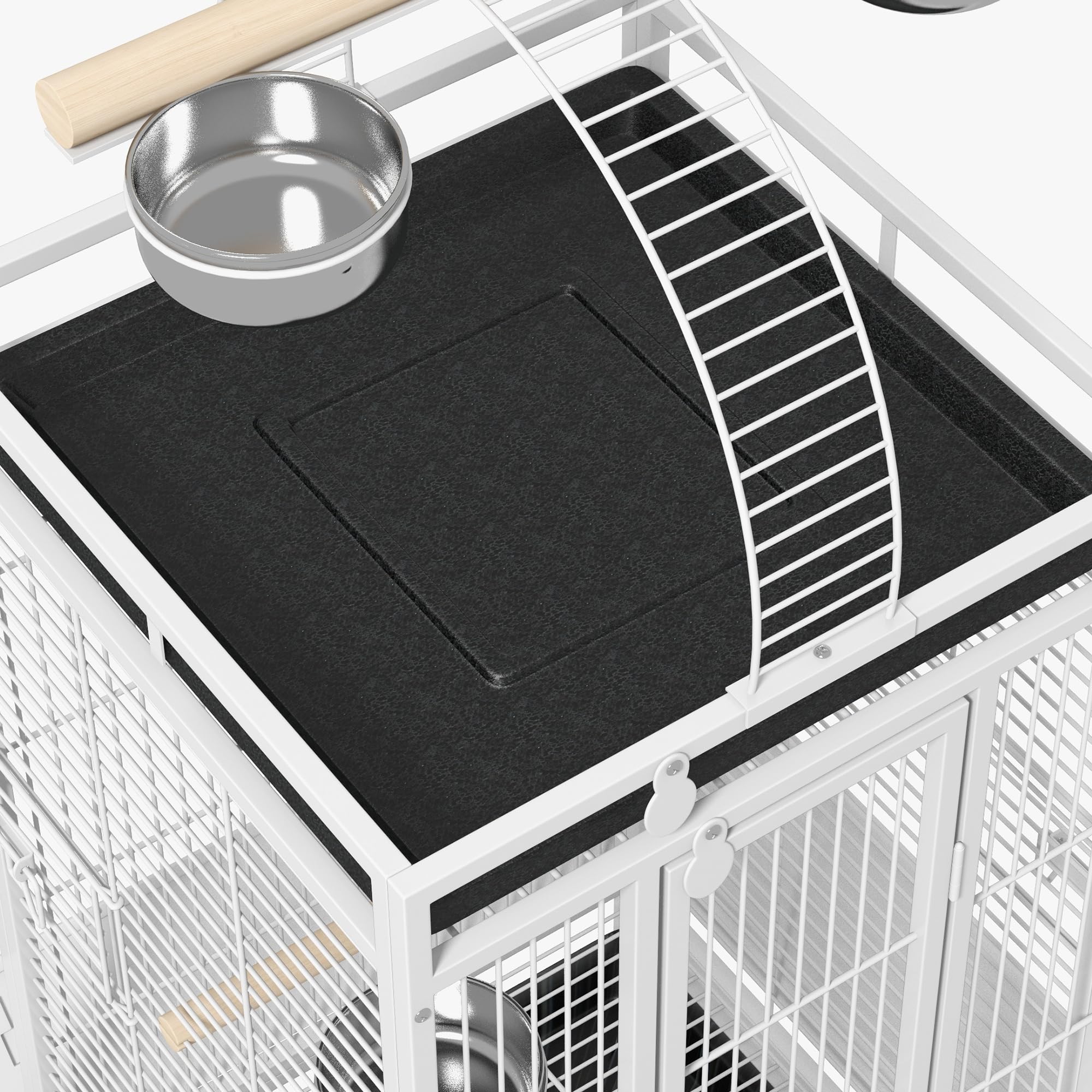 PawHut Jaula para Pájaros Jaula para Loros con Ruedas Perchas Comederos Estante Puente Arqueado y Bandejas Extraíbles Pajarera para Cacatúa NINFA Cacatúas Cotorras 62,5x62,5x156 cm Blanco