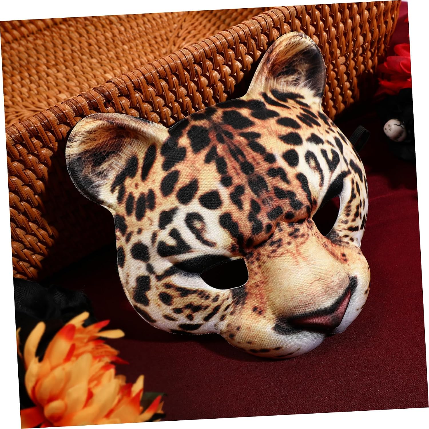 Abaodam Leopard Mask Halloween Half Face Cosplay Animal Mask Masquerade Cat for Fancy Dress Party Supplies