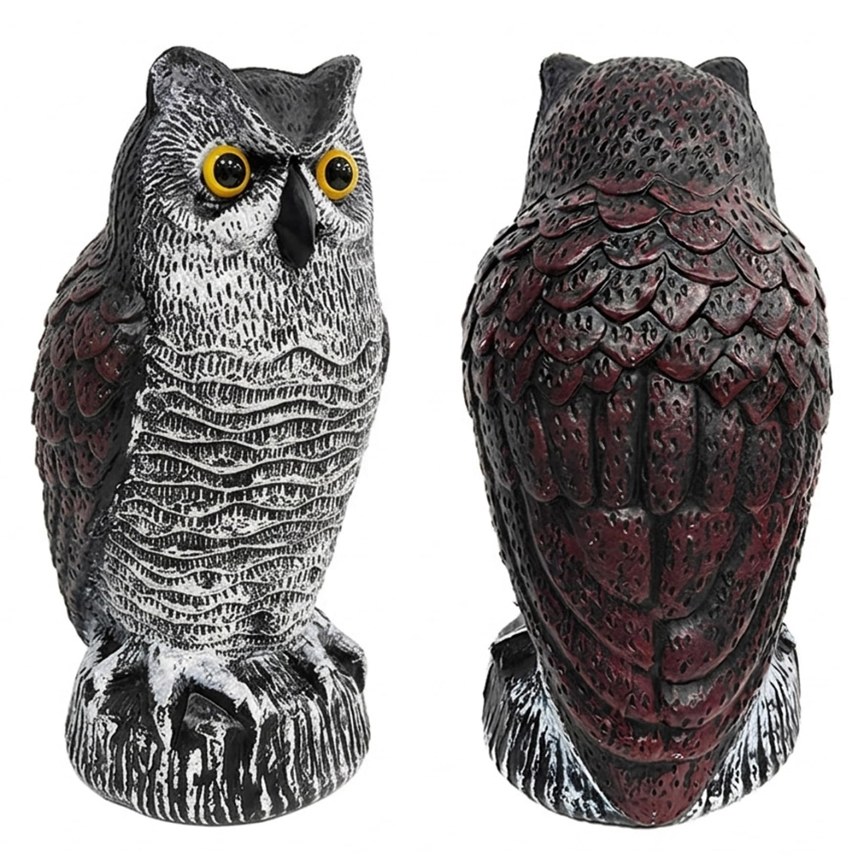 Estatua de búho realista repelente de aves y palomas para proteger tejados