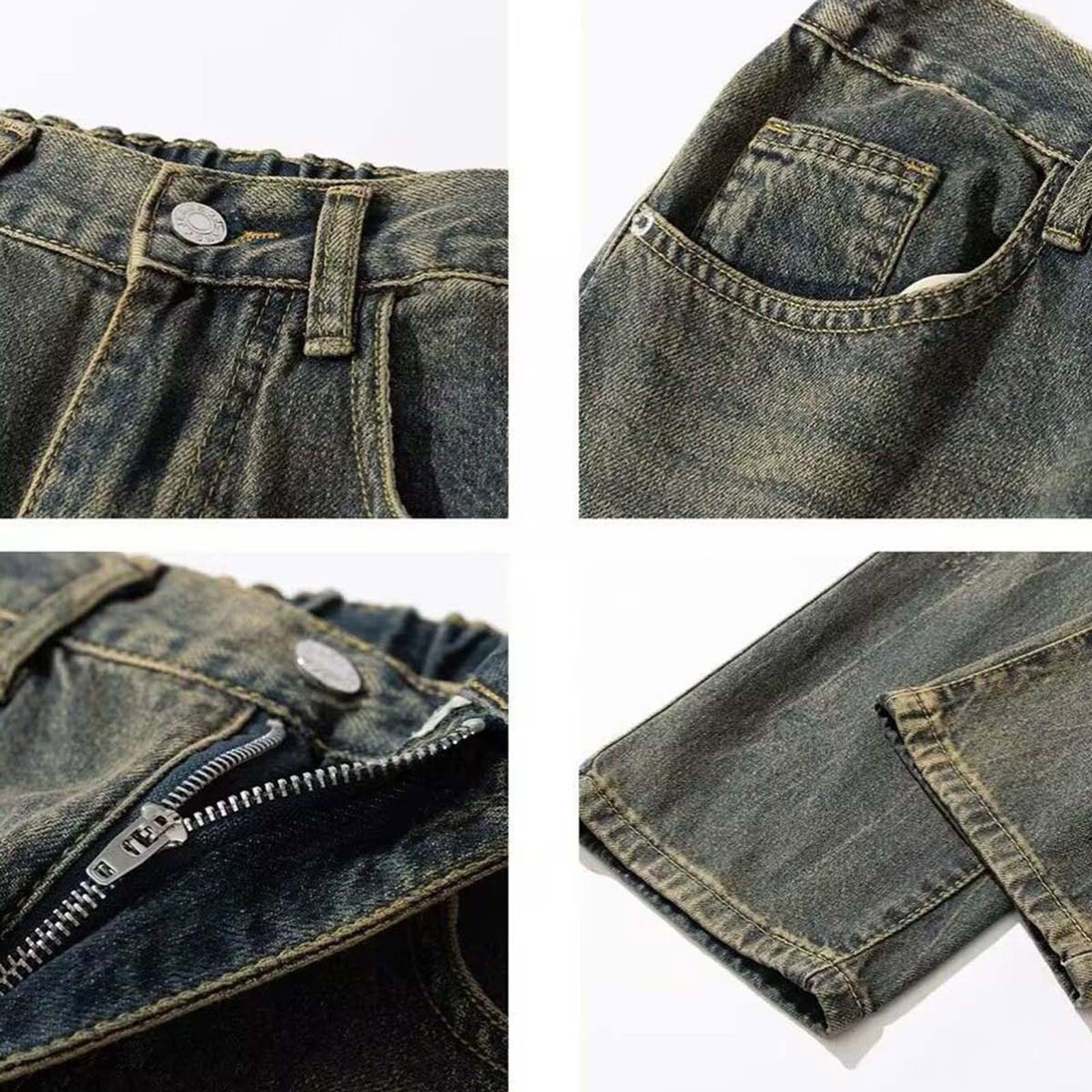 Pantalones Vaqueros Hombre-Pantalones Vaqueros Rectos de Estilo Casual para Uso Diario, para Primavera otoño, para Hombre