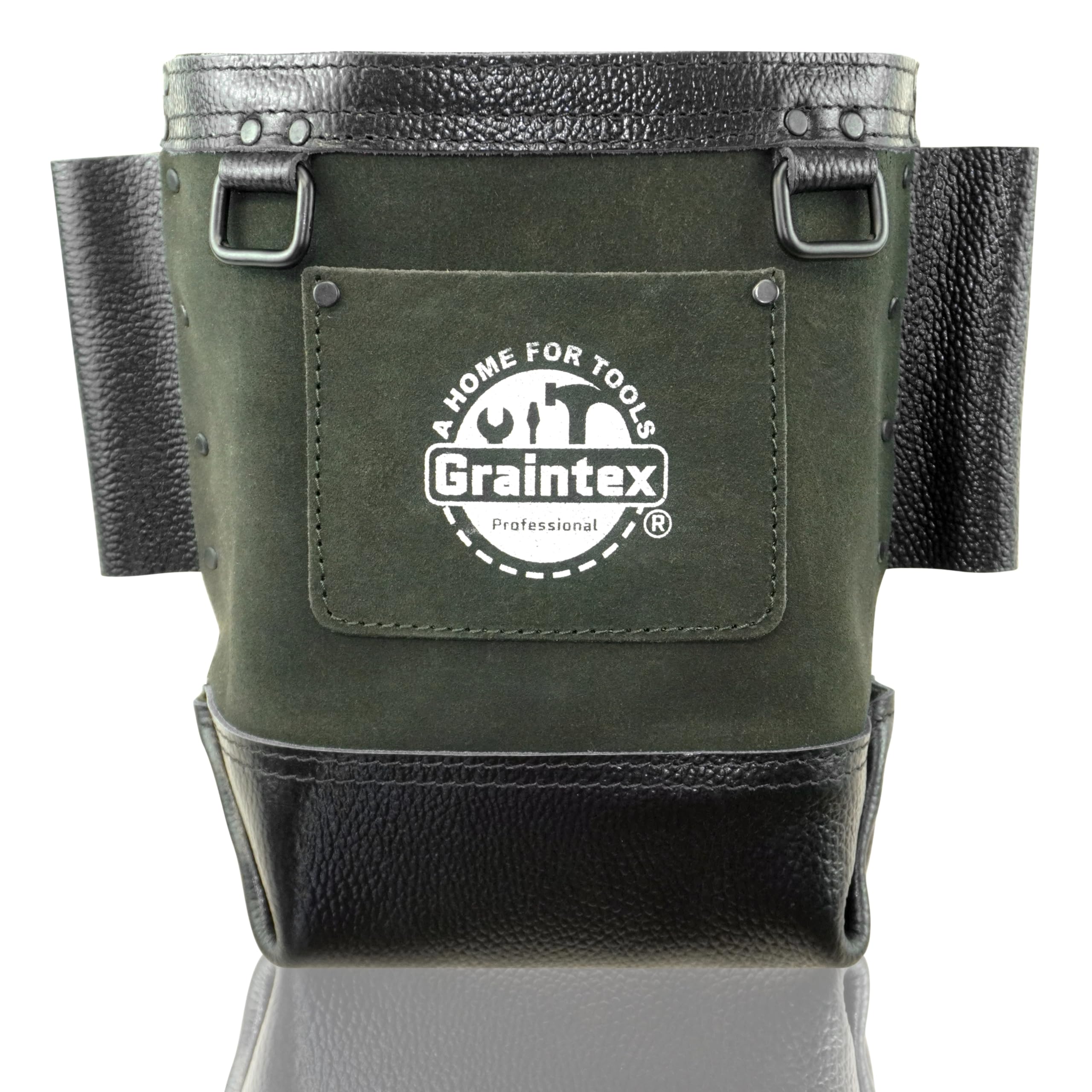 Graintex Nut & Bolt Bag Hunter Green Color Premium Quality Suede Leather Tool Bag, Tool Belt Ironworker, Bull Pin Loops, Ideal for Heavy-Duty Use,
