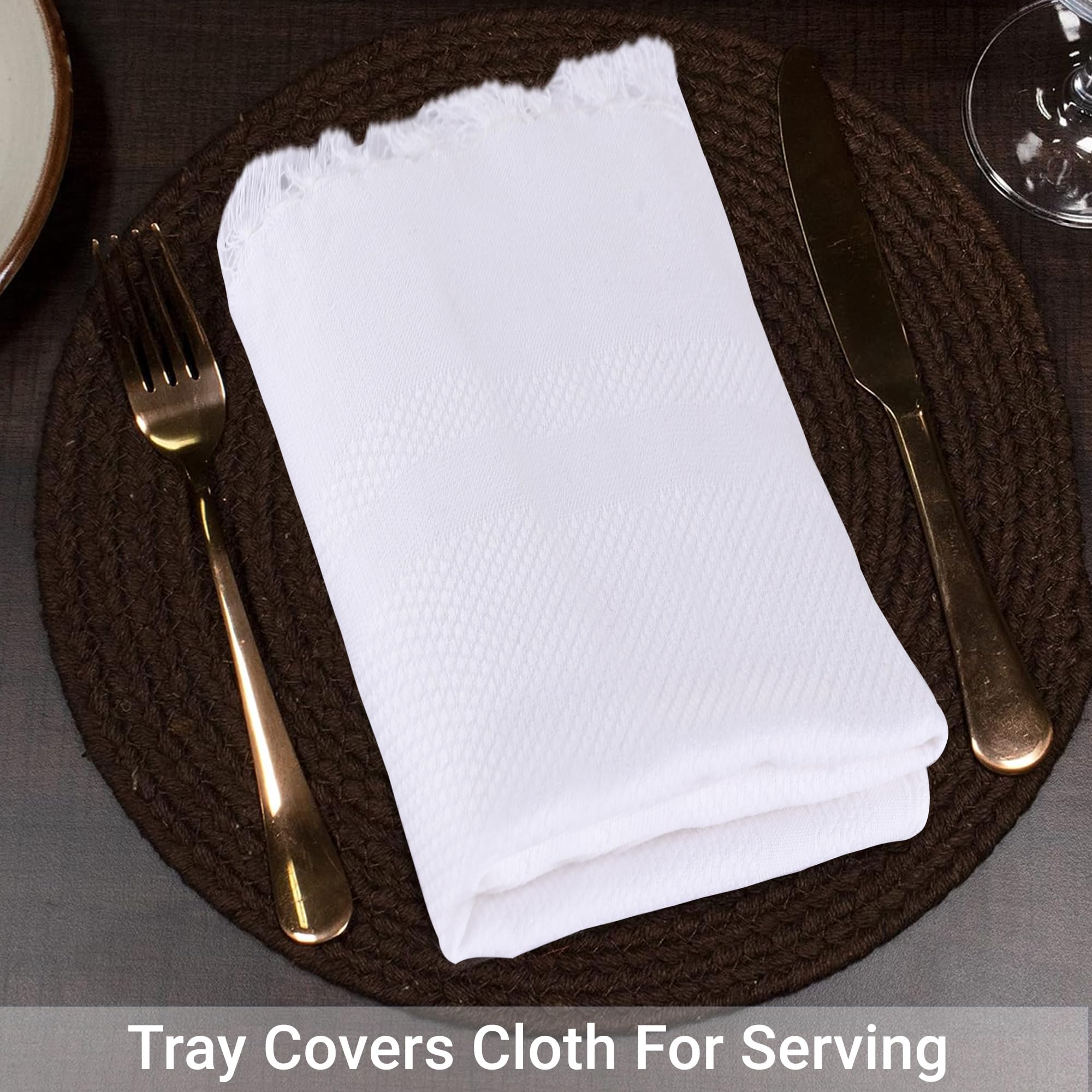 Urbane Home Pack of 6 Cotton Table Napkins for Home | Cotton Muslin Cloth & Kitchen Napkins for Roti | Tray Covers Cloth for Serving | White 1