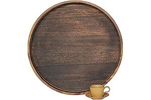 Extra Large Round Ottoman Table Tray 24" - Rustic and Decorative Farmhouse...