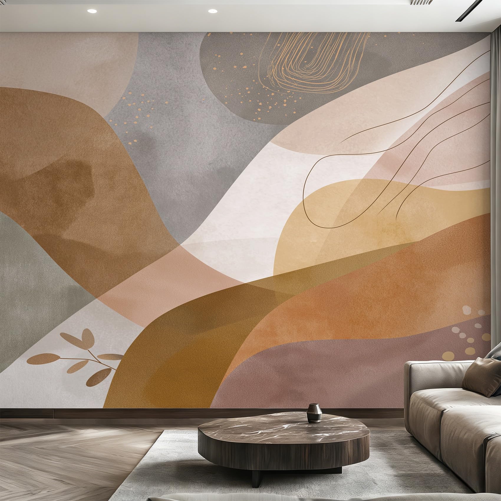 Papier peint panoramique abstrait pour masquer les imperfections du mur