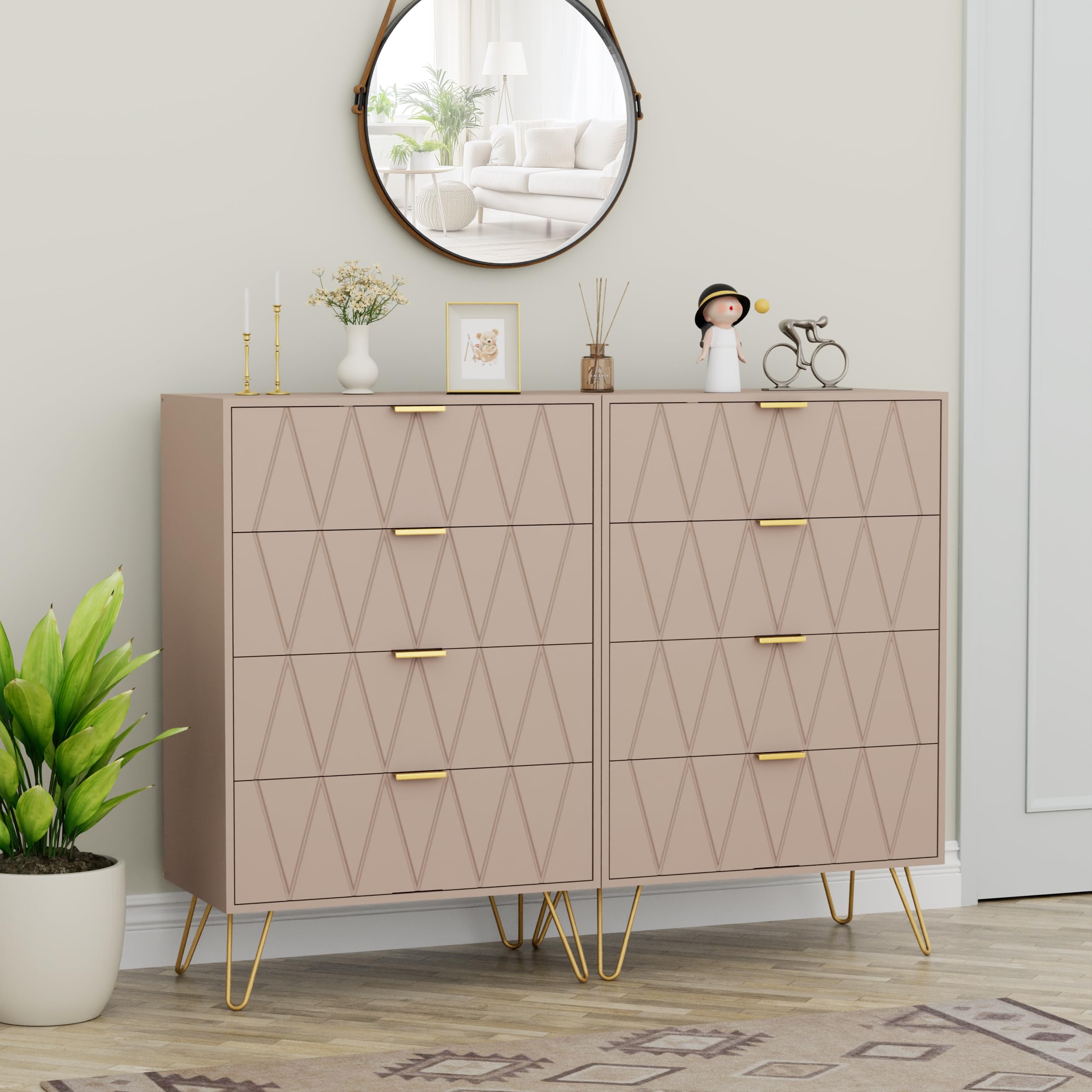 UEV Kommode mit 8 Schubladen 120x34x91cm, Modernes Sideboard (Moka)