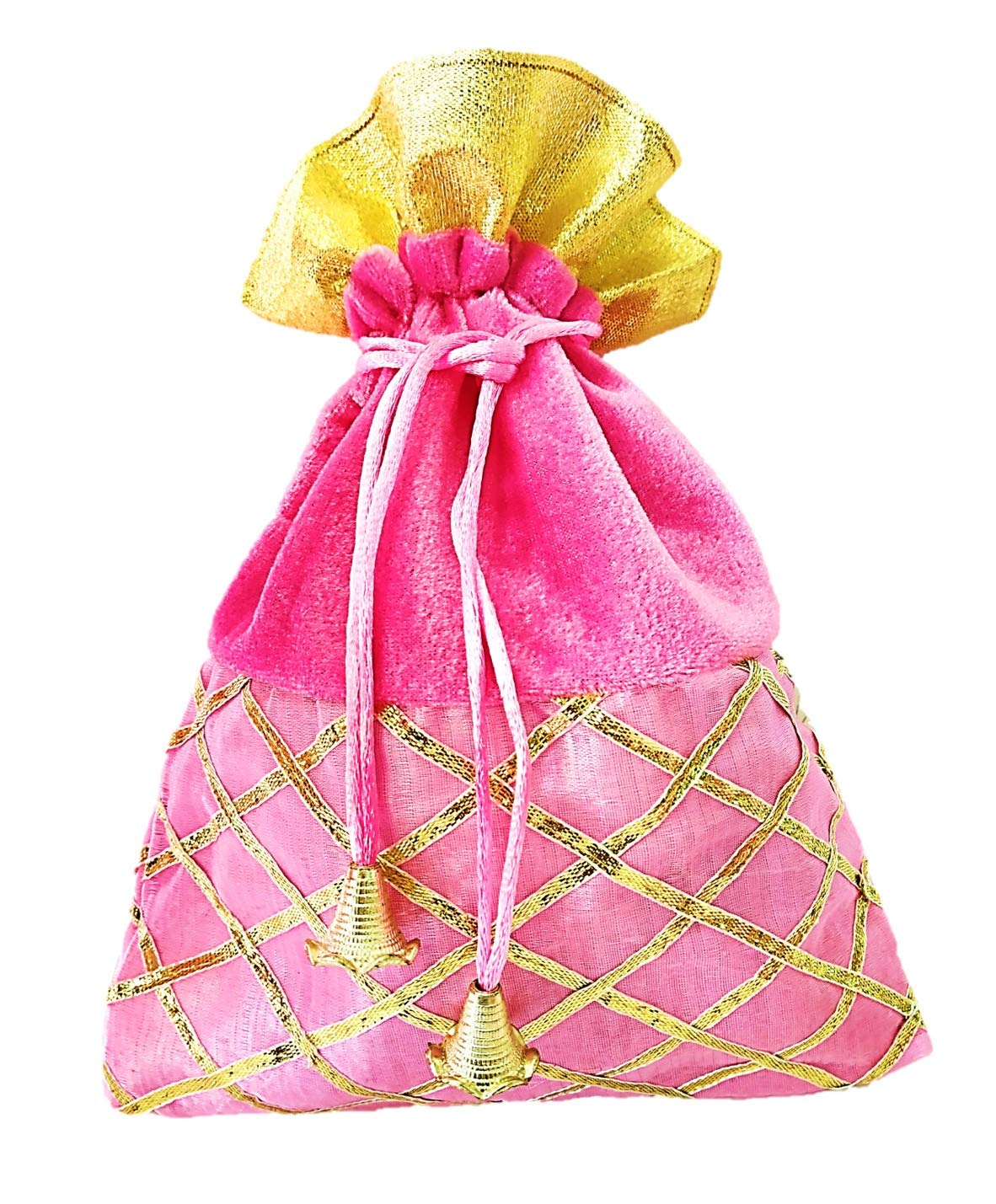Indian Collectible - Bolsa de regalo de satén para festivales y bodas, color rosa, Rosado