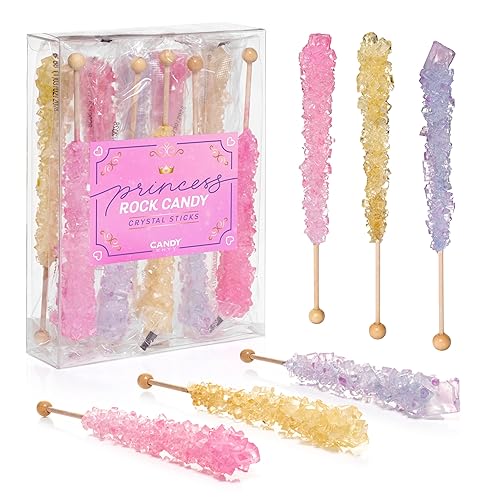 Miniatura 8 de Candy Envy - Palitos de azúcar Princess Rock Candy - 18 Indiv. envueltos - Oro, lavanda, rosa claro