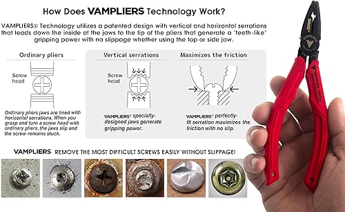 Miniatura 4 de VAMPLIERS BRUTE - Alicates extractores de tornillos de 6.25 pulgadas + bolsa de herramientas. Herramienta multiusos de extracción de tornillos