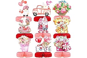 HOWAF 9pcs Retro Valentine's Day Honeycomb Centerpieces