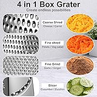 Vista 4 de Ourokhome Rallador de queso con asa, rallador de caja de acero inoxidable, triturador de verduras de cocina de 4 lados con recipiente para Negro