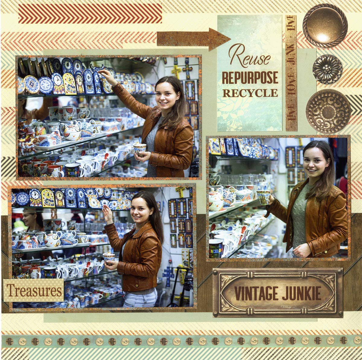 Reminisce (REMBC) Junkstock Scrapbook Collection Kit, Multi Color Palette