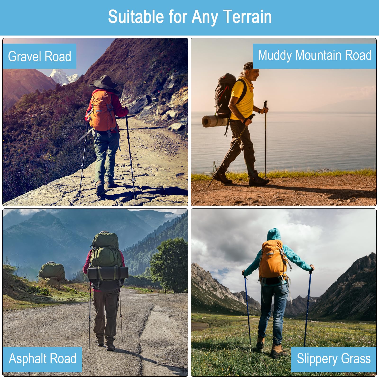 Nordic Walking - Bastoncini in gomma, 6 pezzi, tamponi in gomma per bastoncini da trekking, bastoncini da trekking