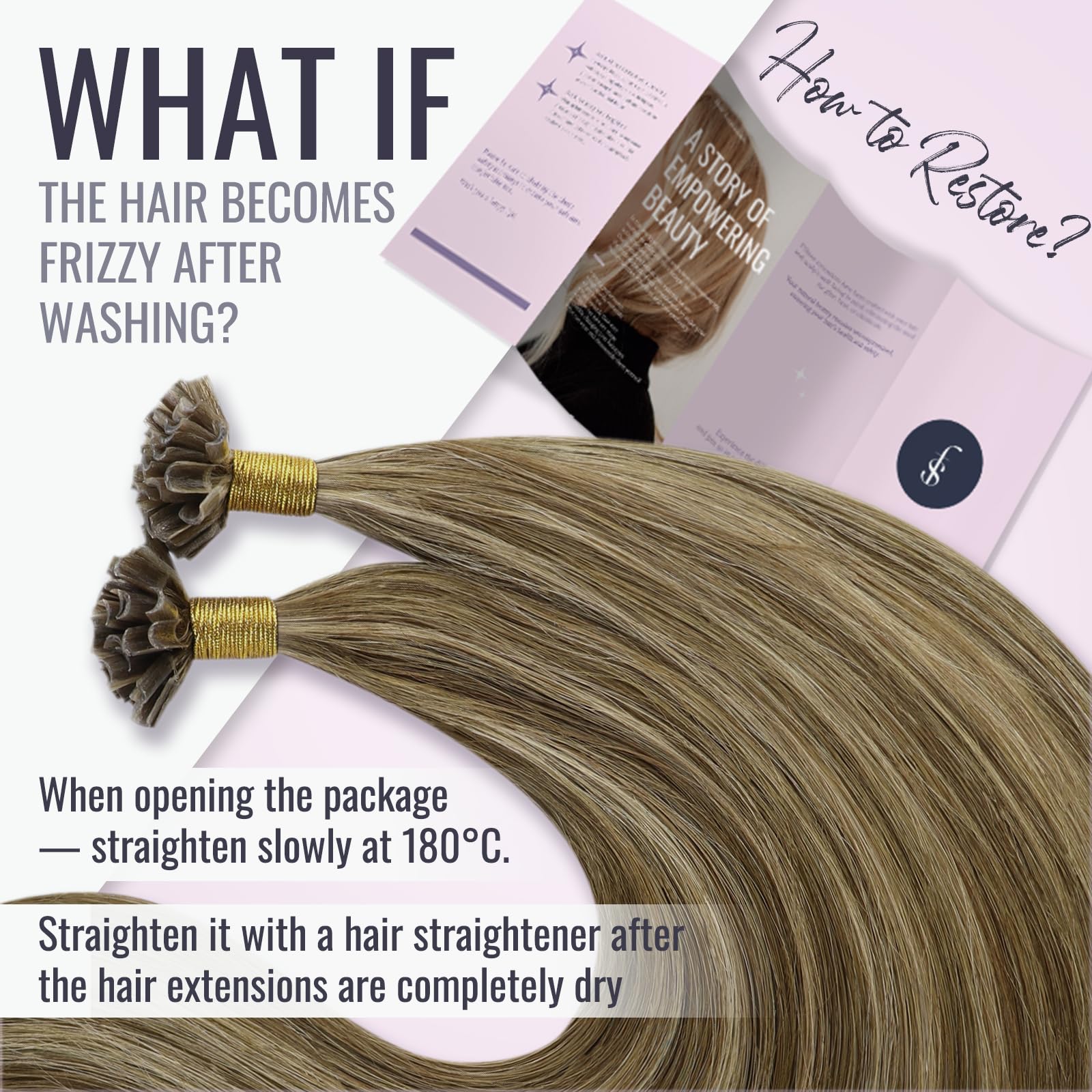 Fshine Cheratina Extension Capelli 40CM 50g Extension Lisci Capelli Marrone e Bionde Highlights U Tip Human Extension Extension 1g/ciocca Keratin Extensions Human Hair